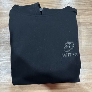 Black White Fox Sweatshirt with Bejeweled Graphic